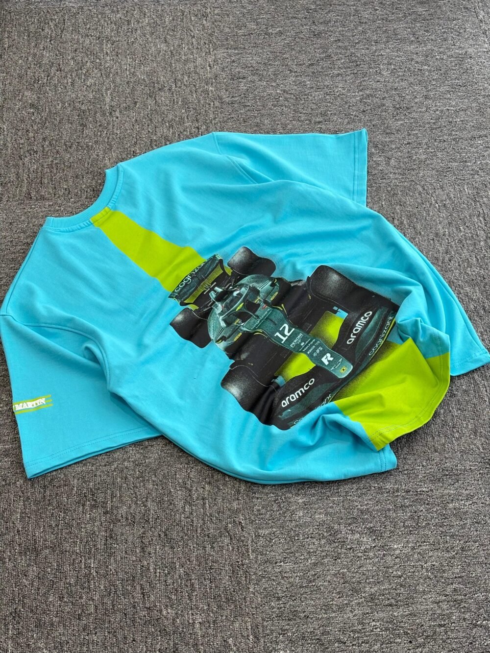 Aston Martin Aramco F1 Oversized Tee – Cyan Edition Streetwear