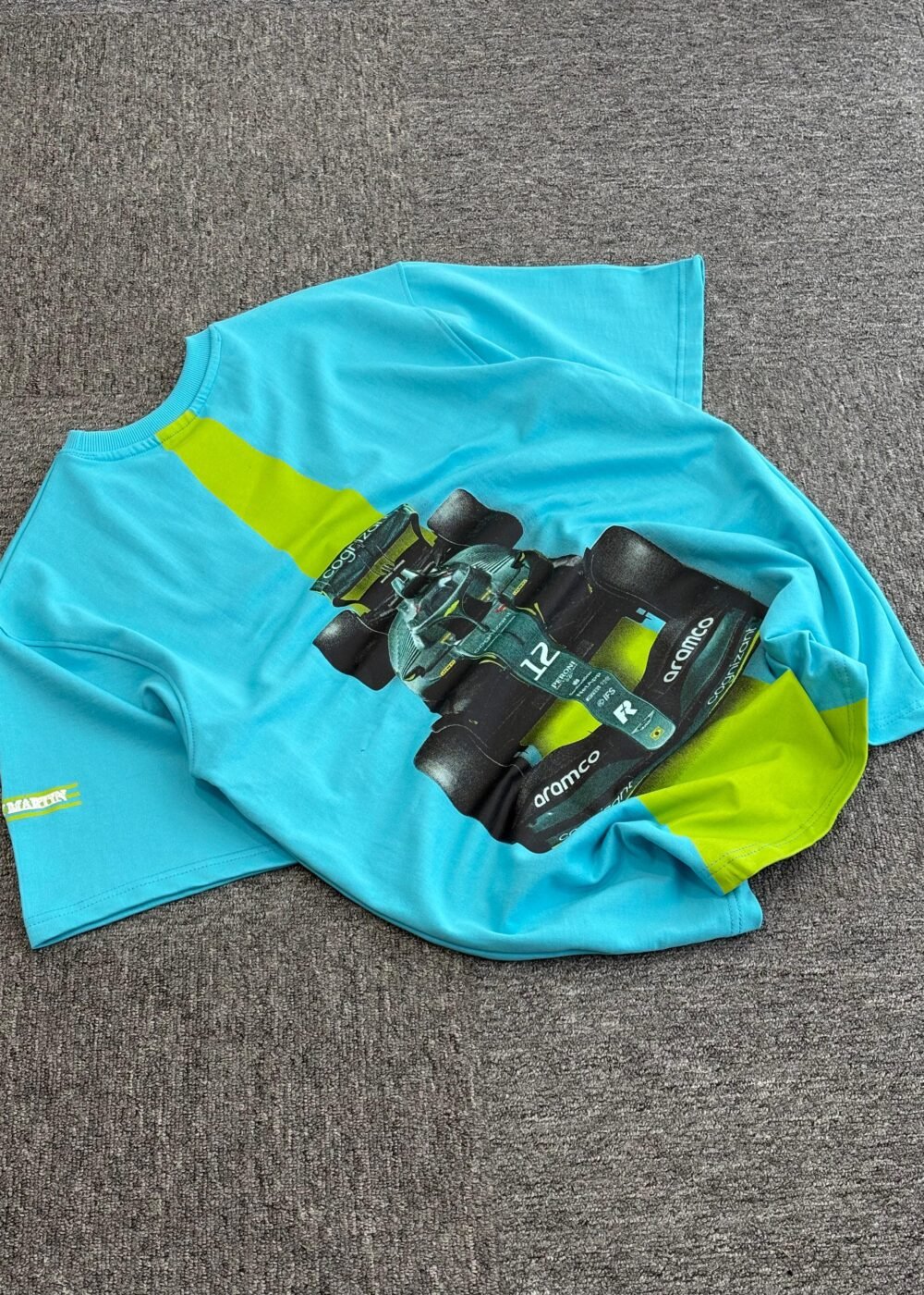 Aston Martin Aramco F1 Oversized Tee – Cyan Edition Streetwear