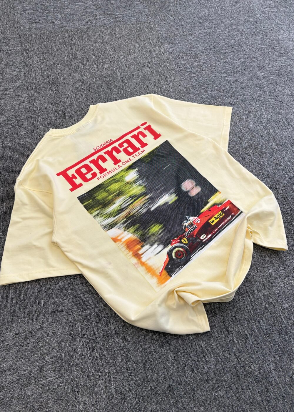 Vintage Ferrari F1 Racing Car Graphic Oversized T-Shirt