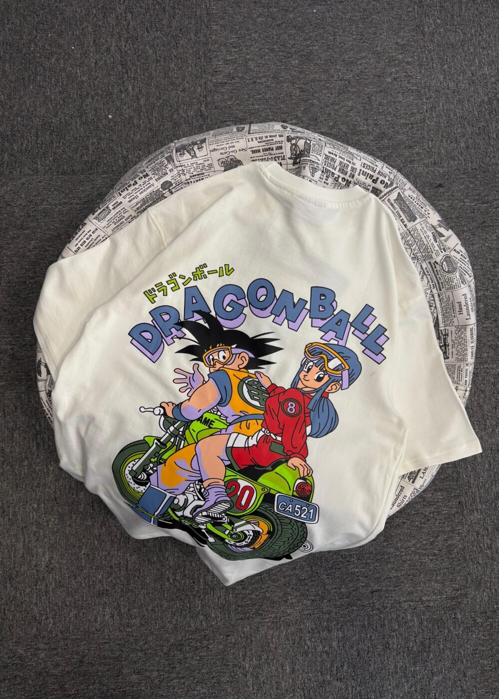 Dragon Ball Graphic Oversized T-Shirt with Goku and Bulma Design