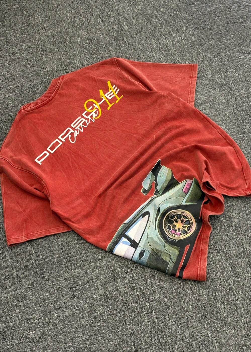 Vintage Porsche Oversized Car Graphic T-Shirt with Bold Design