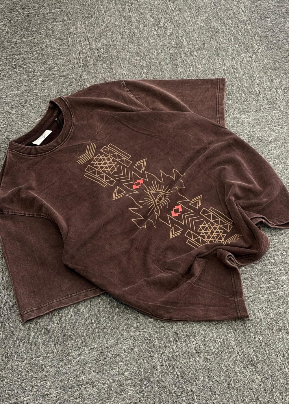 Vintage Geometric Eye Graphic Oversized T-Shirt