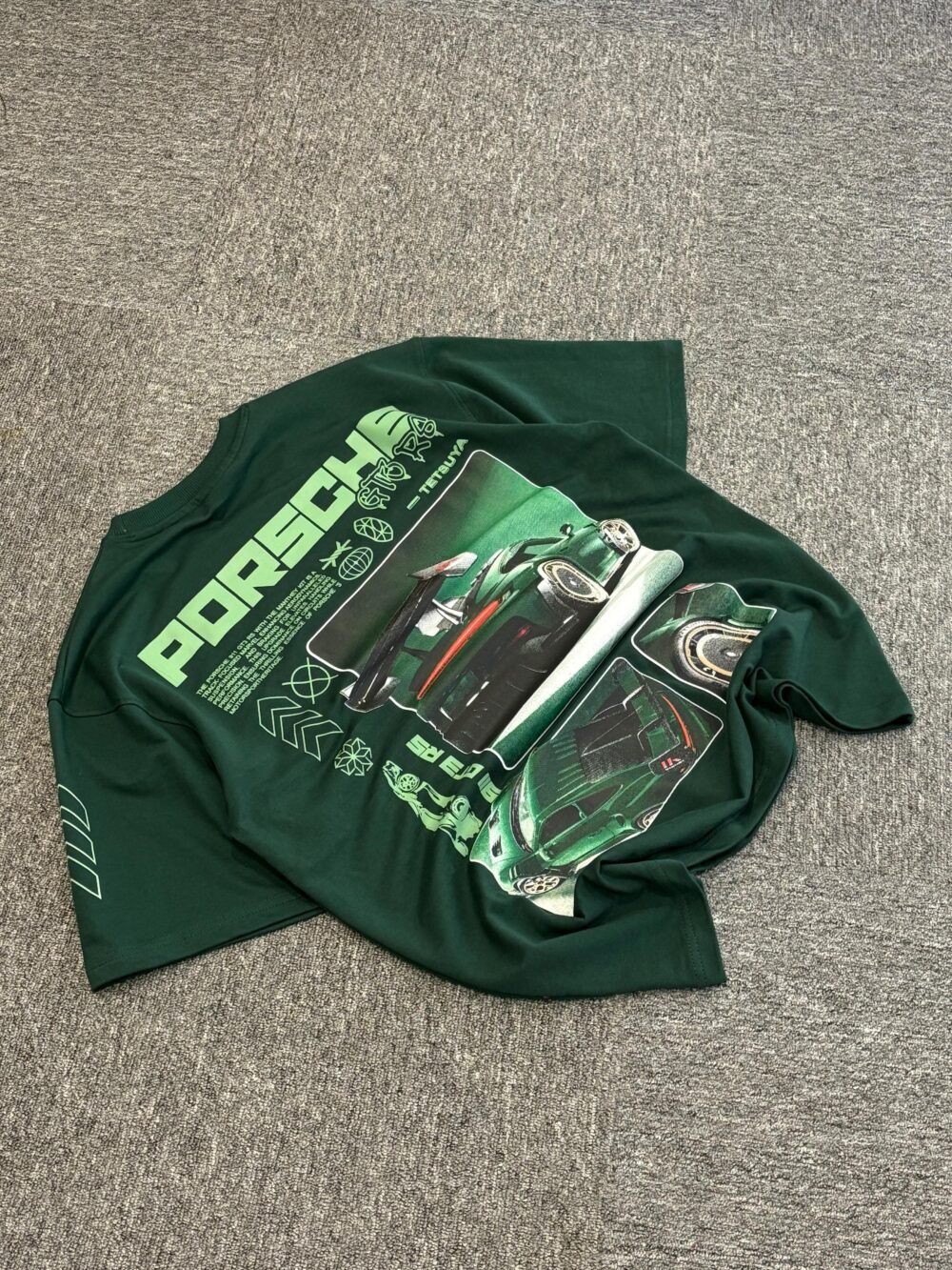 Porsche Hypercar Graphic Oversized Tee – Midnight Green Edition