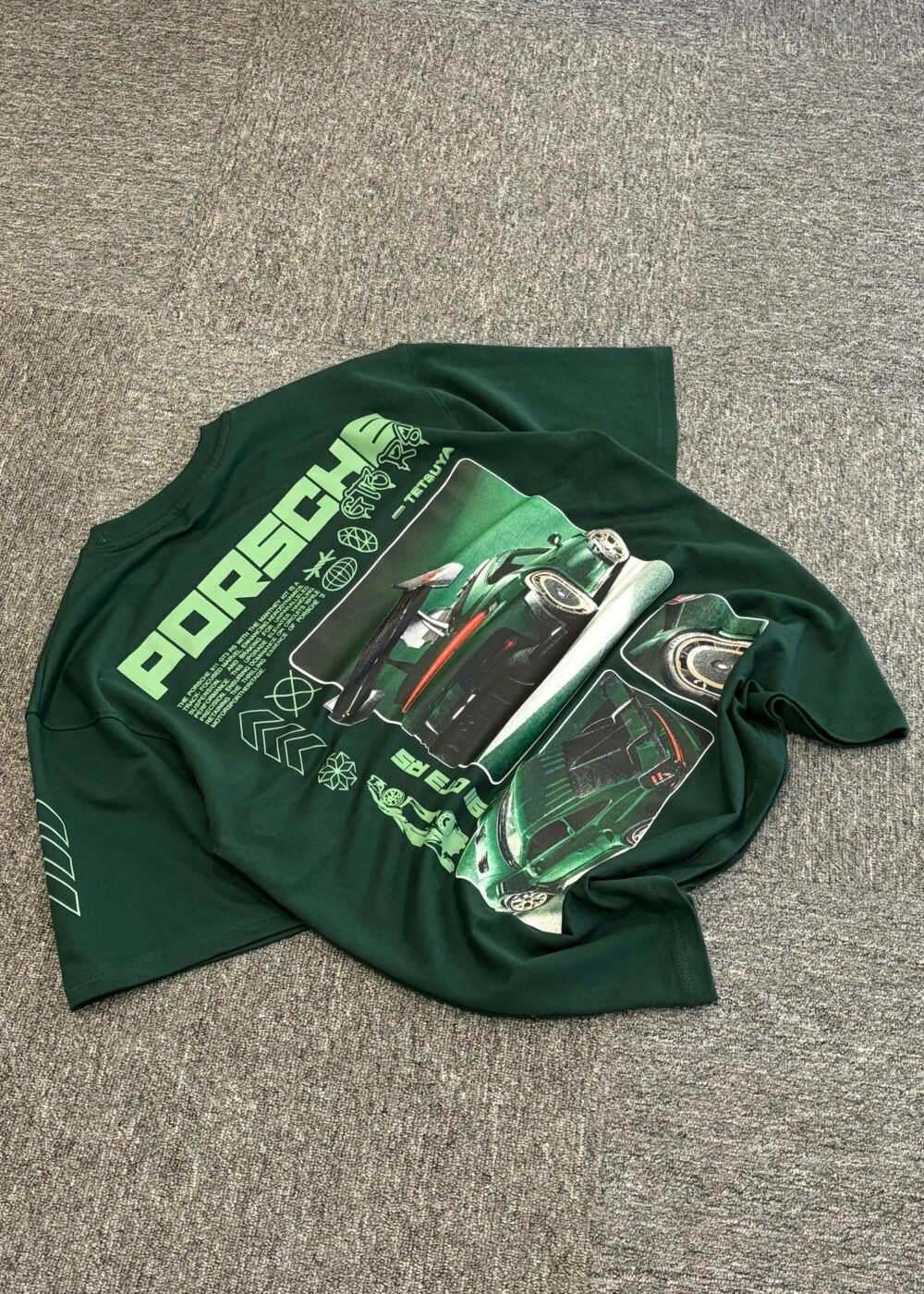 Porsche Hypercar Graphic Oversized Tee – Midnight Green Edition