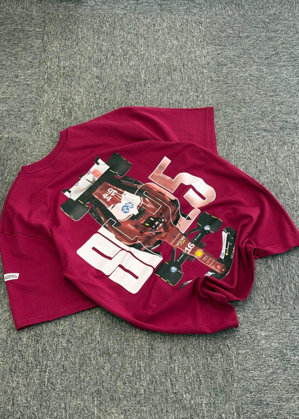 Red Racing Car Graphic Oversized T-Shirt with F1 Design – Perfect for Motorsport Fans