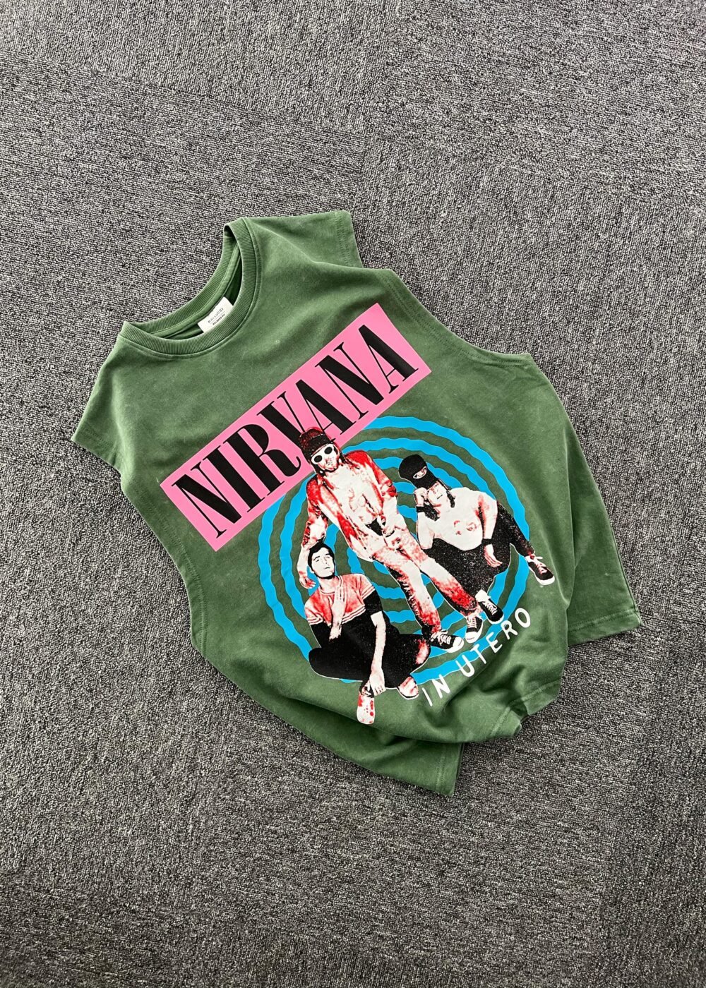 Nirvana "In Utero" Boxy Muscle Tank – Vintage Green