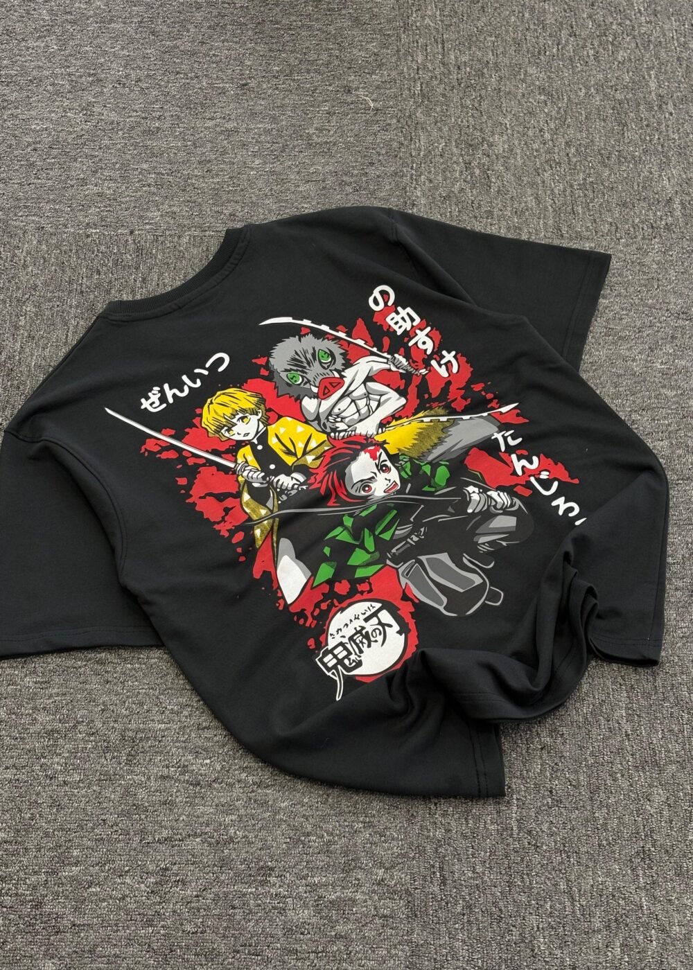 Washed Black Oversized T-Shirt with Skull Print