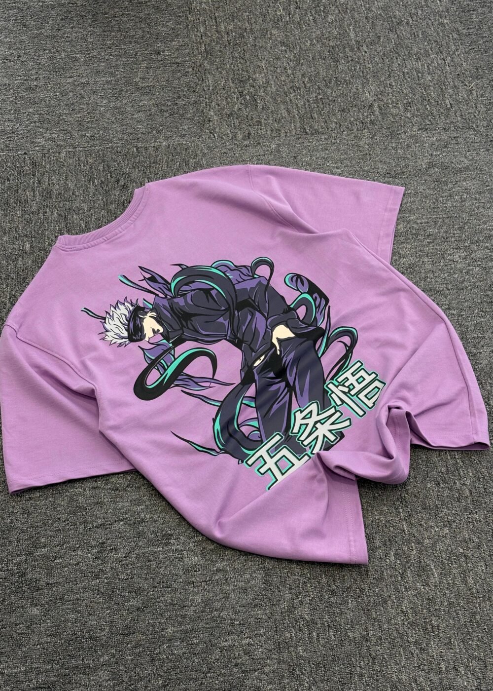 Ash Grey Oversized T-Shirt with Floral Graphic