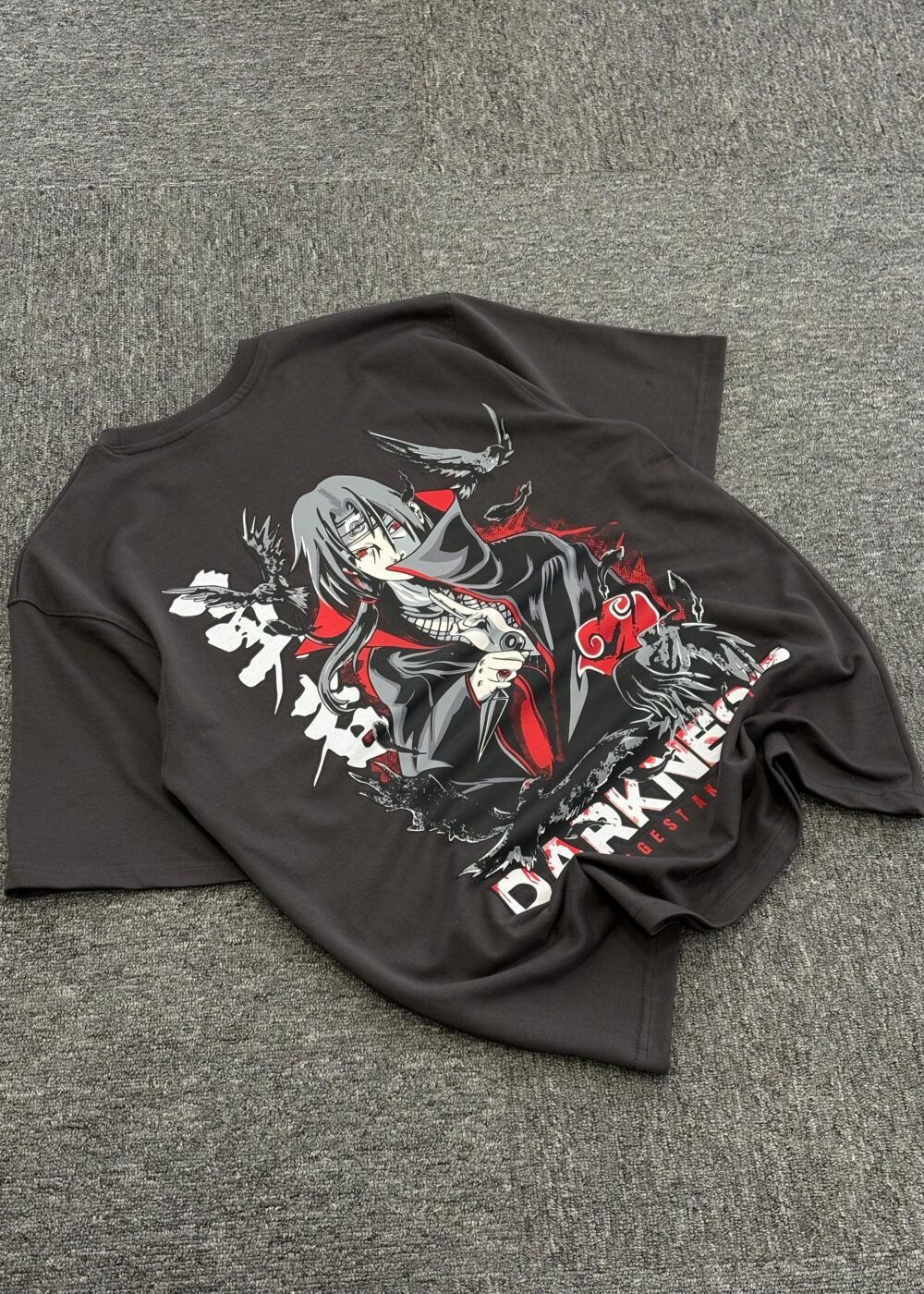 Oversized Washed Black Anime Graphic T-Shirt – “Darkness”