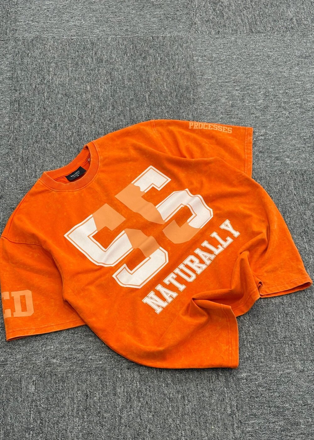 Acid Washed Oversized T-Shirt – Burnt Orange Varsity 55