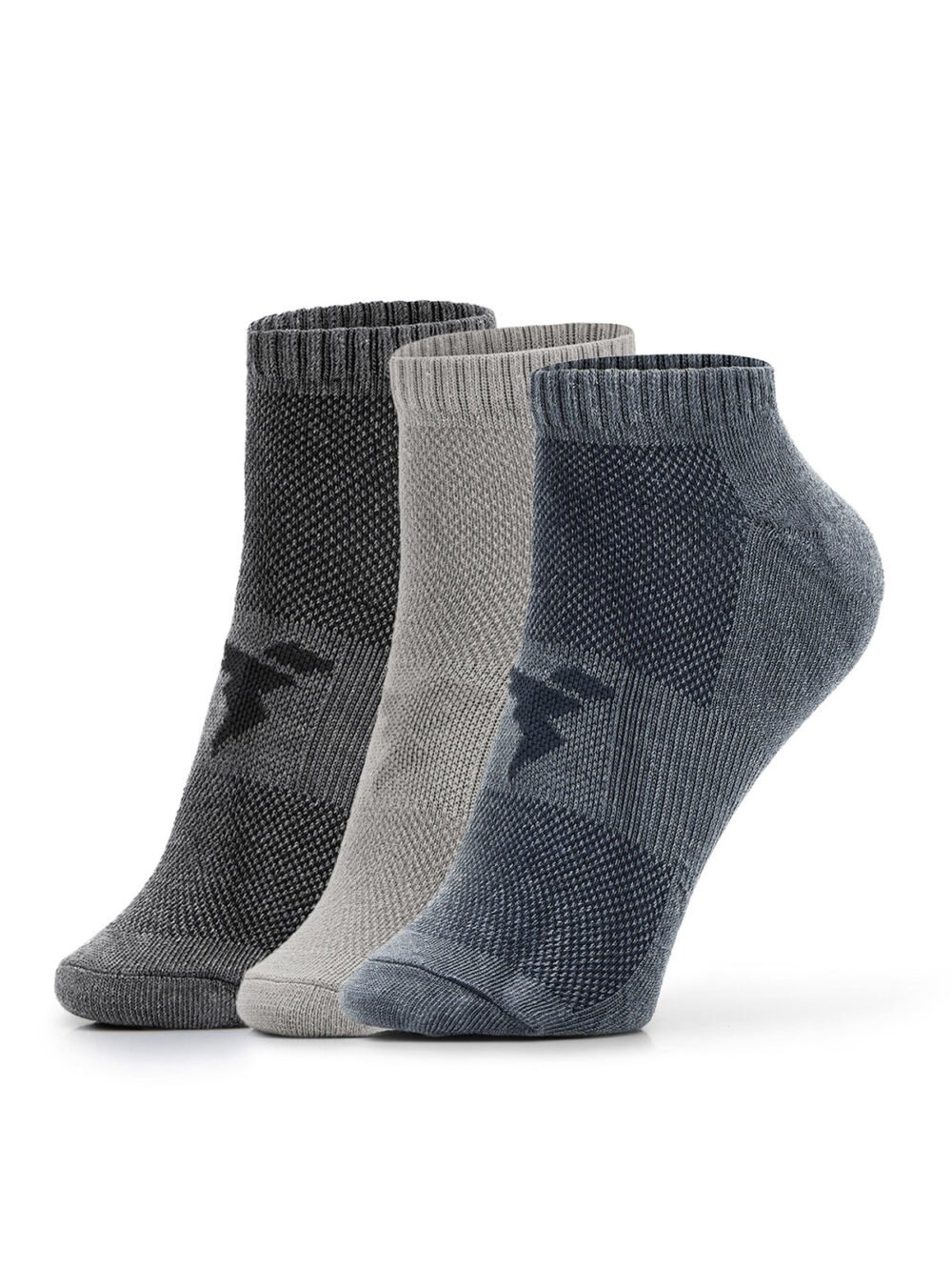 Premium Comfort Ankle Socks – Pack of 3 Pair (Grey, Charcoal, Blue) 3SET