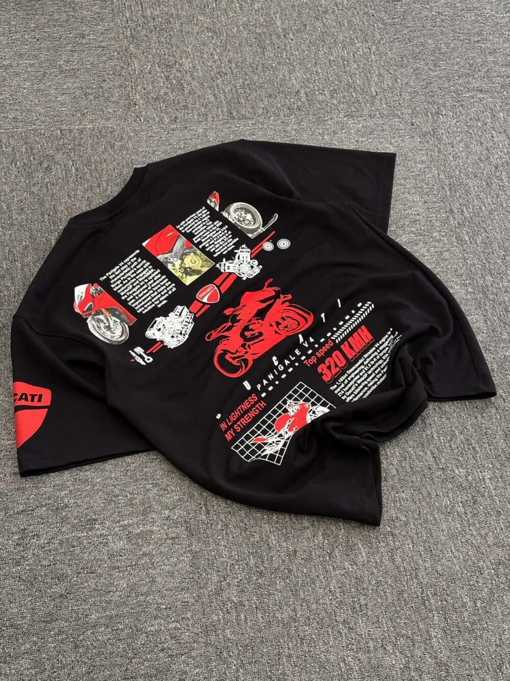 Ducati Panigale V4R Oversized T-Shirt with Technical Breakdown and Racing Stats