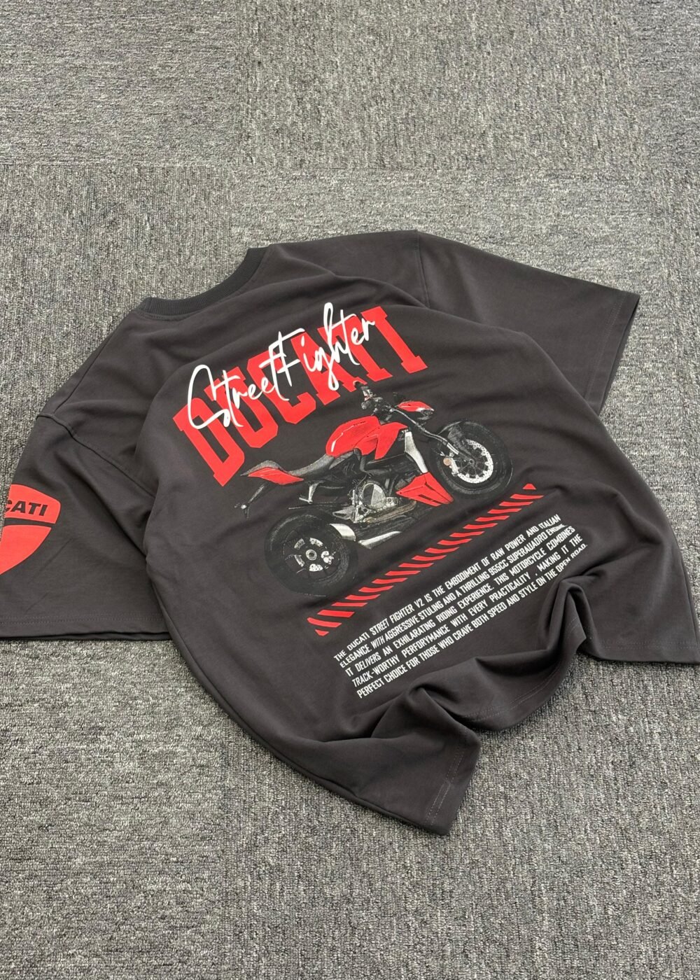 Black Ducati Streetfighter V2 Power Cruiser Graphic T-Shirt