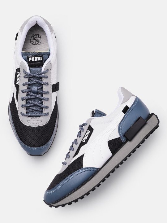 PUMA Future Rider Concrete Jungle Men’s Sneakers – White, Black & Blue Fog