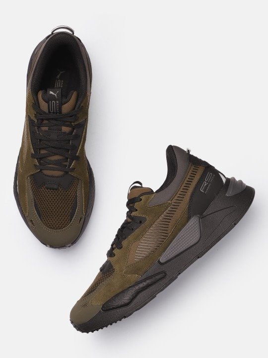 PUMA RS-X Unisex Olive Green Sneakers – Chunky Retro Style