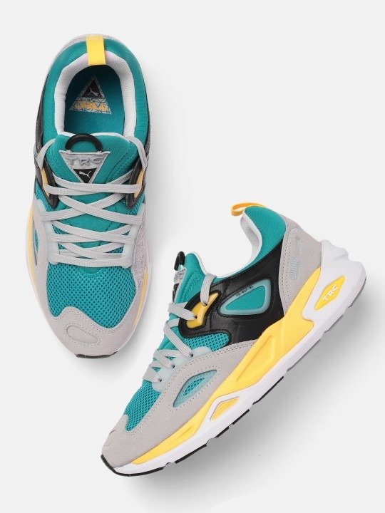 PUMA Storm Adrenaline Retro Sneakers – Teal & Yellow