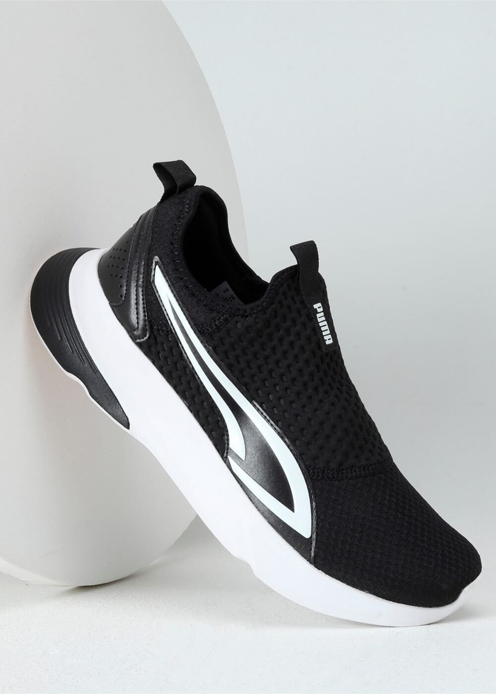 PUMA Slipstream Lite Knit Slip-On Sneakers – Black & White