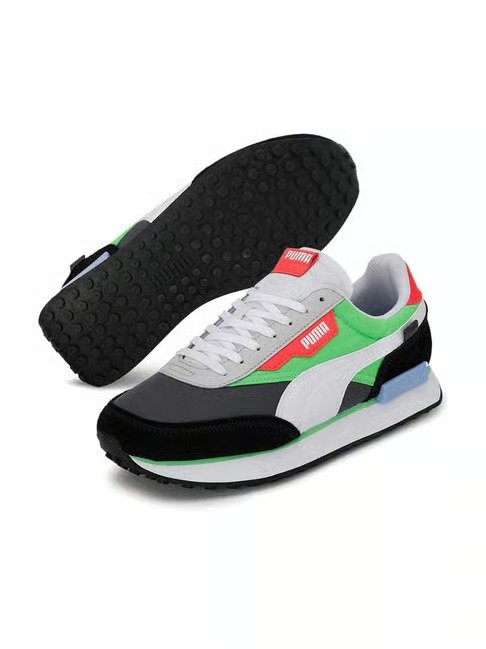 PUMA Future Rider Play On Men’s Sneakers – Lime Green, Red, Black & White