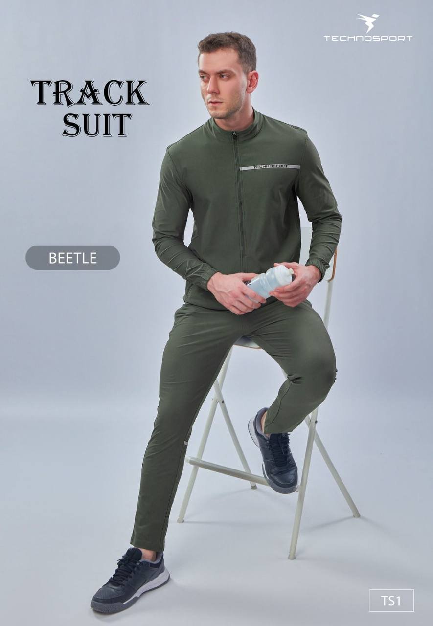 Technosport Men's Beetle Green Track Suit – Premium Slim Fit (TS1)