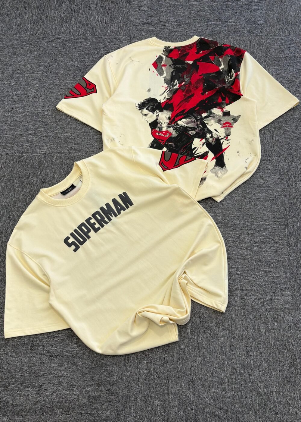 Superman Oversized Graphic T-Shirt (Beige)